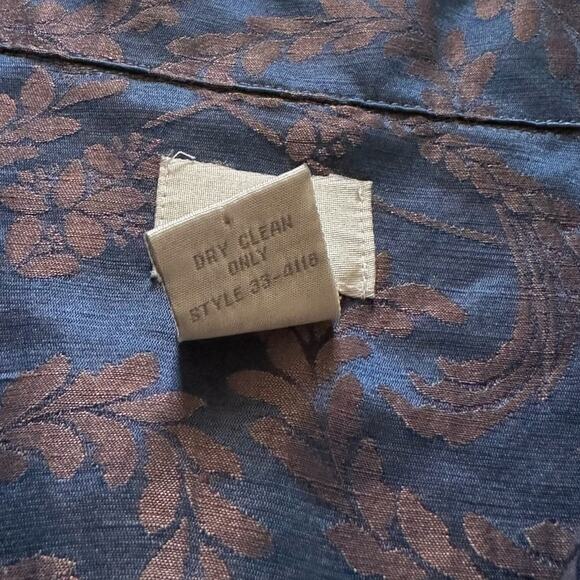 J. Jill Jacket Top Blue Brown Scroll Linen Silk Blend Lightweight Jacket Size 4 - Picture 10 of 11